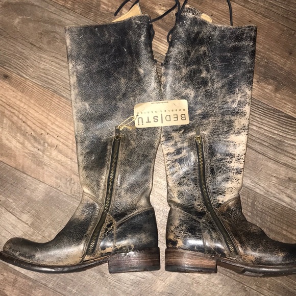 Bed stu Manchester leather boots Lace up black lux - Picture 6 of 8